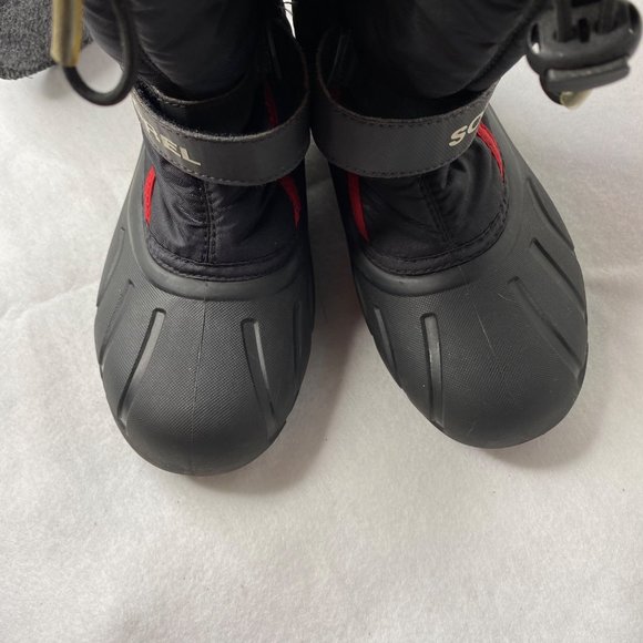 Sorel Unisex Children's Snow Boots Black & Red Size 3 - Picture 3 of 12